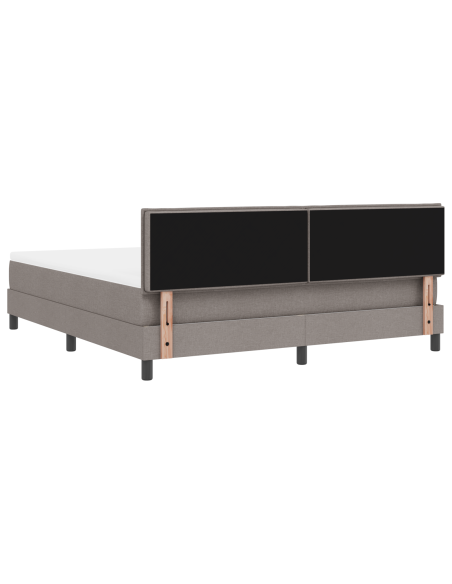 letto box spring con materasso e LED taupe 180x200 cm in tessuto