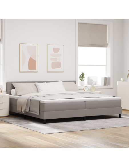 Letto a molle con materasso e LED Taupe 200x200 cm in tessuto