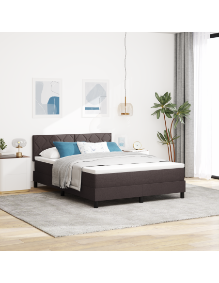 Letto con box spring con materasso e LED grigio scuro 140x200 cm in tessuto