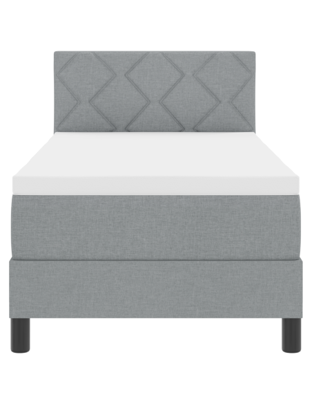 Letto con Rete a Molle e Materasso & LED Grigio Chiaro 80x200 cm Tessuto
