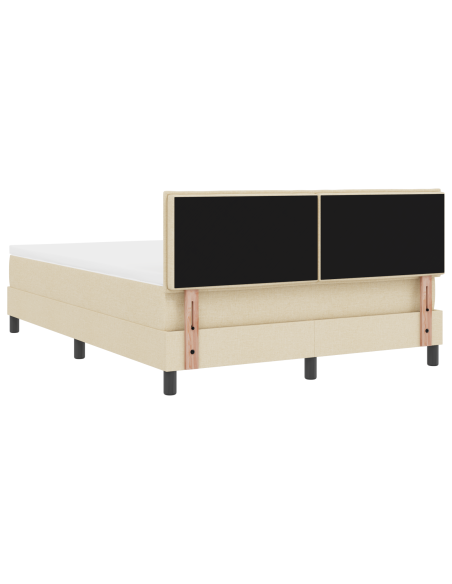 Letto con Rete a Molle con Materasso e Luce LED Crema 140x200 cm Tessuto