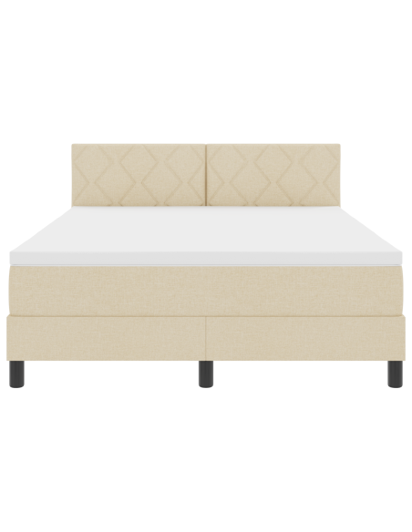 Letto con Rete a Molle con Materasso e Luce LED Crema 140x200 cm Tessuto