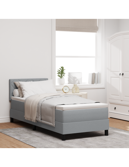 Letto con Rete a Molle e Materasso & LED Grigio Chiaro 80x200 cm Tessuto