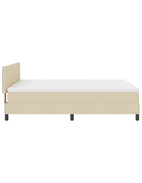 Letto con Rete a Molle con Materasso e Luce LED Crema 140x200 cm Tessuto