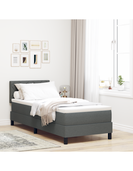 Letto Box Spring con Materasso & LED Grigio Scuro 80x200 cm Tessuto