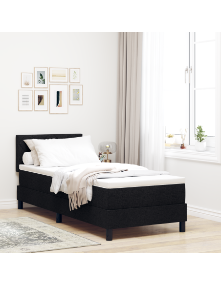 Letto Box Spring con Materasso & LED Nero 80x200 cm Tessuto