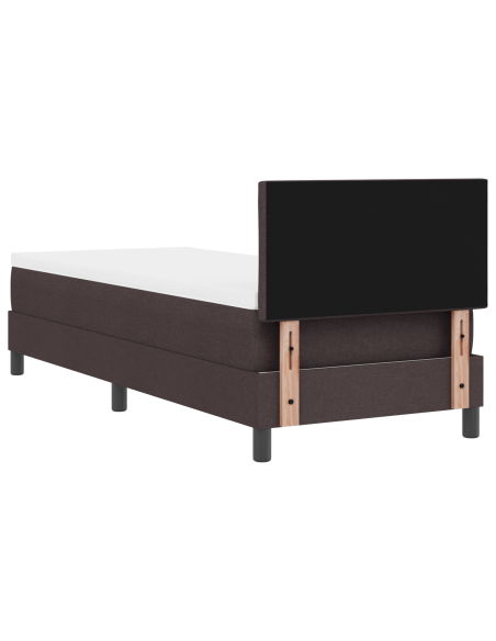 Letto con Box Spring e materasso & LED marrone scuro 80x200 cm Tessuto
