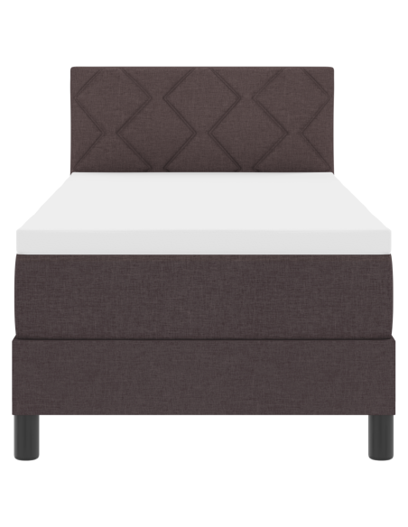 Letto con Box Spring e materasso & LED marrone scuro 80x200 cm Tessuto