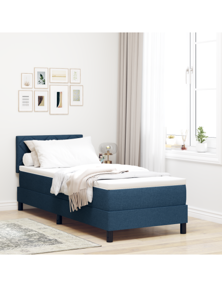 Letto a Box Spring con Materasso & LED Blu 80x200 cm Tessuto