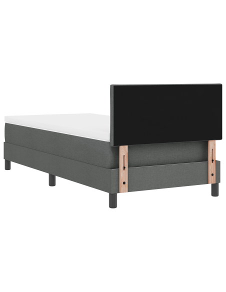 Letto con Box Spring e Materasso & LED Grigio Scuro 90x200 cm Tessuto