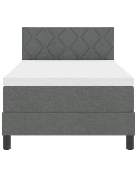 Letto con Box Spring e Materasso & LED Grigio Scuro 90x200 cm Tessuto