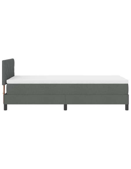 Letto con Box Spring e Materasso & LED Grigio Scuro 90x200 cm Tessuto