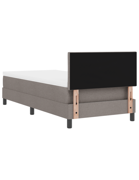 Letto con Rete a Molle e Materasso & Luce LED Taupe, 90x200 cm in Tessuto