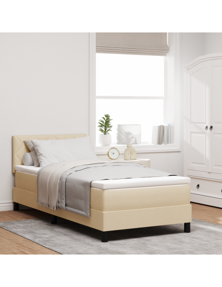 Letto a Molle con Materasso & LED Crema 90x200 cm Tessuto