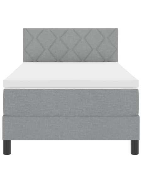 Letto Box Spring con Materasso & LED Grigio Chiaro 100x200 cm Tessuto