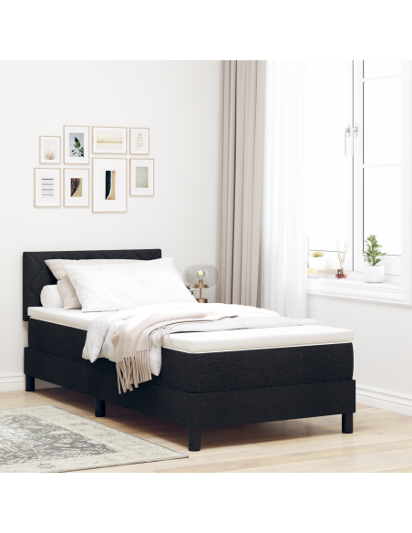 Letto a molle con materasso e LED Nero 100x200 cm Tessuto