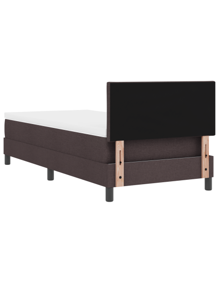 Letto Box Spring con Materasso & LED Marrone Scuro 100x200 cm Tessuto