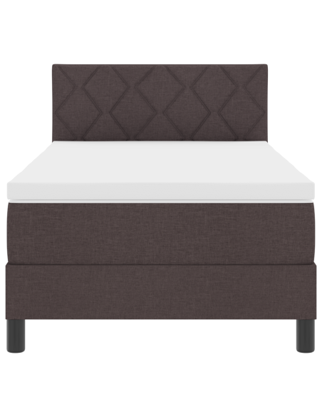 Letto Box Spring con Materasso & LED Marrone Scuro 100x200 cm Tessuto