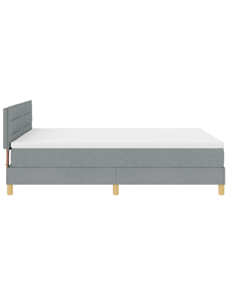 Letto con Base a Molle con Materasso & LED Grigio Chiaro 140x200 cm Tessuto