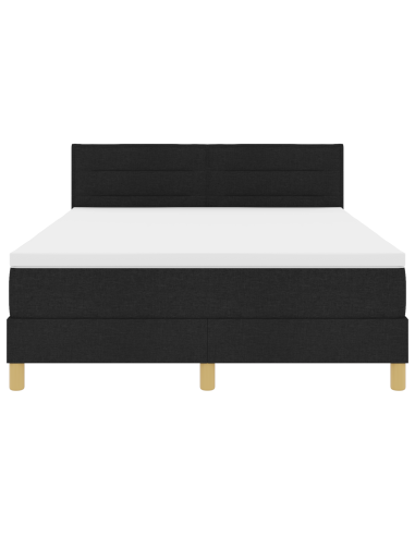 Letto a Sorgente LED con materasso Nero 140 x 200 cm Tessuto