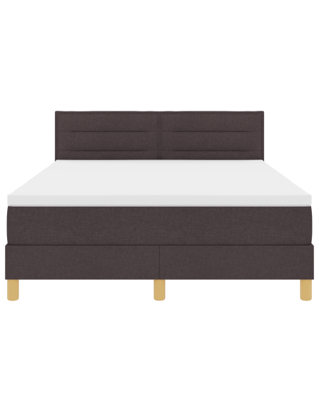 Letto Box Spring con Materasso & LED Marrone Scuro 140x200 cm Tessuto