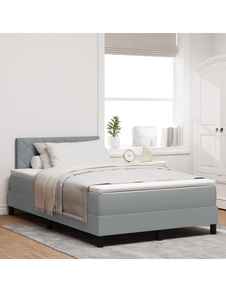 Letto con box spring con materasso & LED grigio chiaro 120x190 cm tessuto