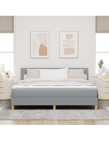 Letto a Sorgente LED con led Grigio chiaro 180 x 200 cm Tessuto