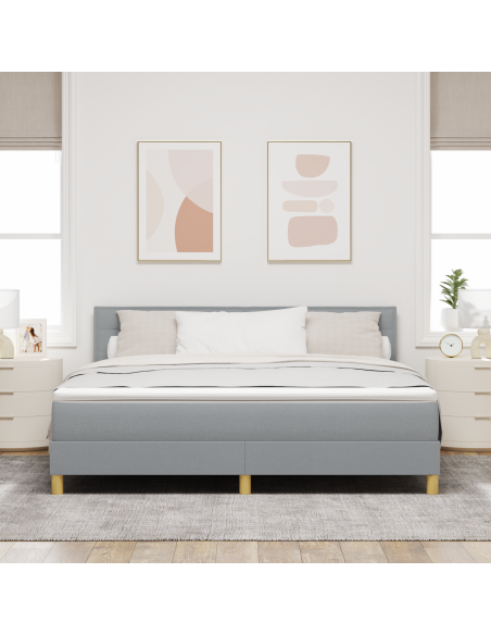 Letto Box Spring con Materasso & LED Grigio Chiaro 180x200 cm Tessuto
