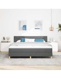 Letto a Sorgente LED con led Grigio scuro 180 x 200 cm Tessuto