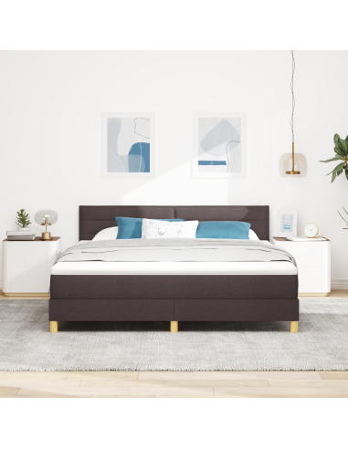 Letto a Sorgente LED con led Marrone Scuro 180 x 200 cm Tessuto
