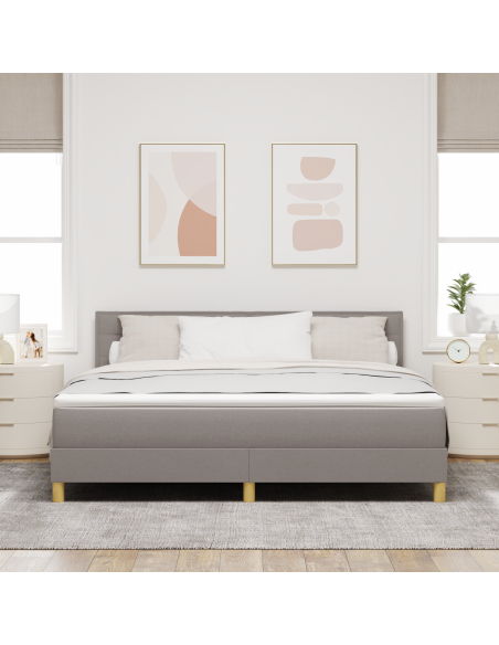 Letto a Molle con Materasso & LED Tortora 180x200 cm Tessuto