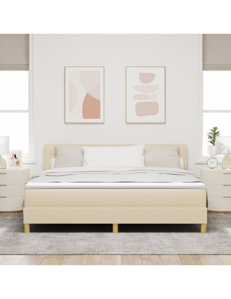 Letto con Box Spring con Materasso & LED Panna 180x200 cm Tessuto
