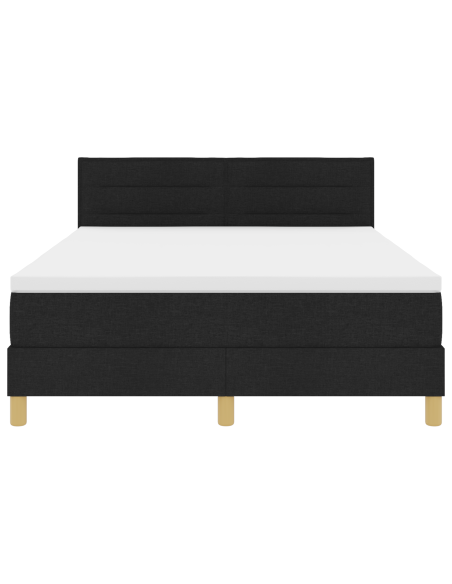 Letto a Sorgente LED con materasso Nero 160 x 200 cm Tessuto