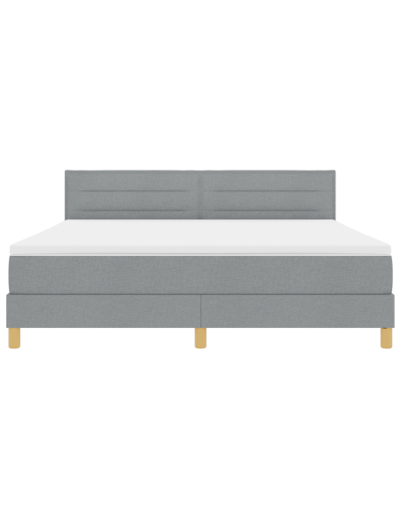 Letto Box Spring con Materasso & LED Grigio Chiaro 180x200 cm Tessuto