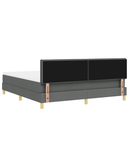 Letto Box Spring con Materasso & LED Grigio Scuro 180x200 cm in Tessuto