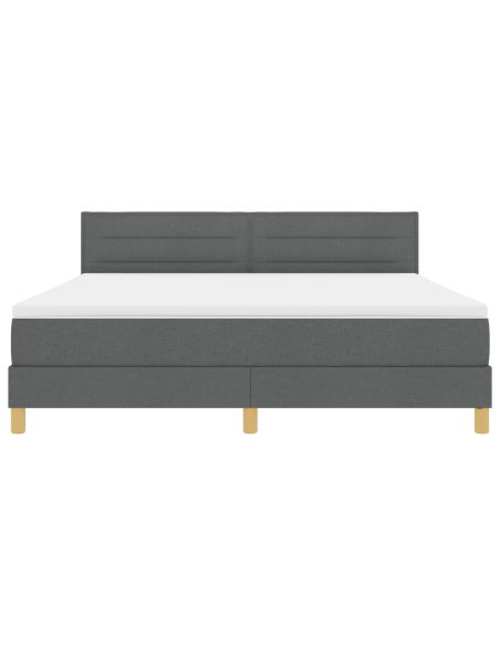 Letto Box Spring con Materasso & LED Grigio Scuro 180x200 cm in Tessuto