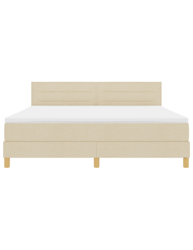 Letto a Sorgente LED con materasso Crema 180 x 200 cm Tessuto