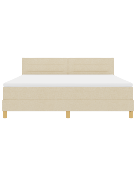Letto con Box Spring con Materasso & LED Panna 180x200 cm Tessuto