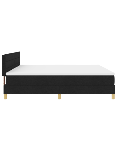 Letto a Sorgente LED con materasso Nero 200 x 200 cm Tessuto