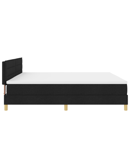Letto a Sorgente LED con materasso Nero 200 x 200 cm Tessuto