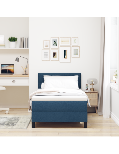 Letto a molle con materasso con led Blu 100 x 200 cm Tessuto