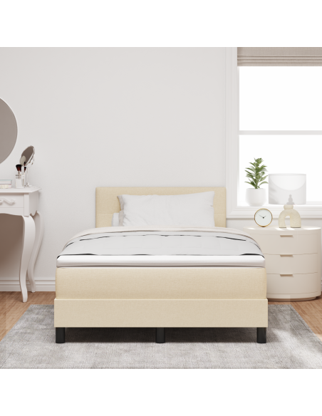 Letto Box Spring con Materasso e LED Crema 120x200 cm Tessuto