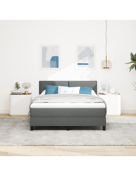 Letto con Contenitore e Materasso & LED Grigio Scuro 140x190 cm Tessuto