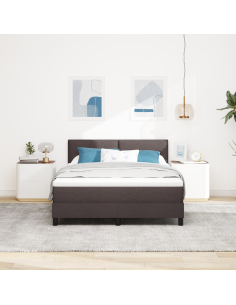 Letto a molle con materasso Marrone Scuro 160 x 200 cm Tessuto