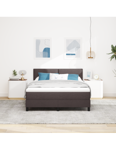 Letto a molle con materasso Marrone Scuro 160 x 200 cm Tessuto