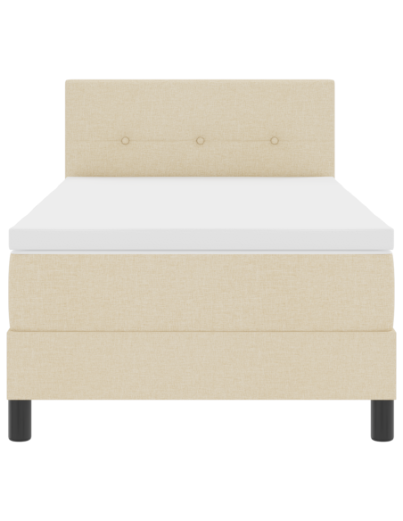 Letto con Box Spring e Materasso & LED Crema 100x200 cm Tessuto