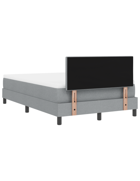 Letto con rete a molle con materasso & LED grigio chiaro 120x190 cm in tessuto