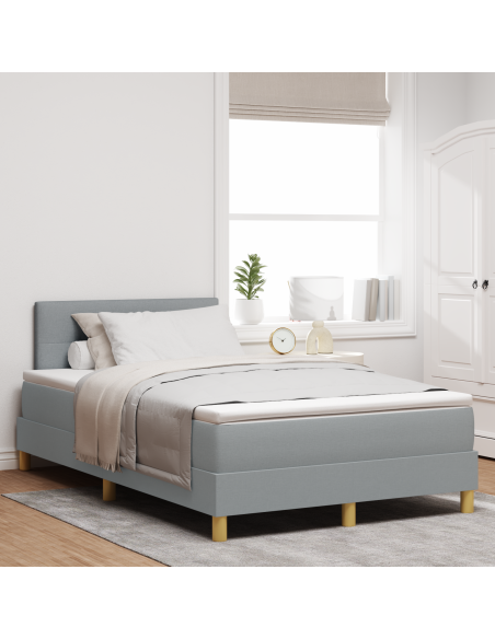 Letto con rete a molle con materasso & LED grigio chiaro 120x190 cm in tessuto