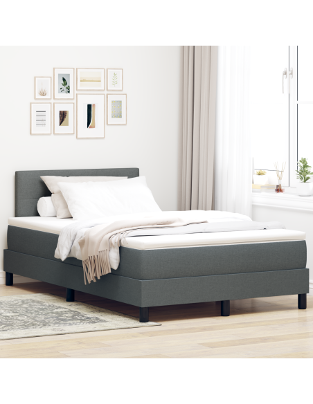 Letto Box Spring con Materasso & LED Grigio Scuro 120x190 cm Tessuto