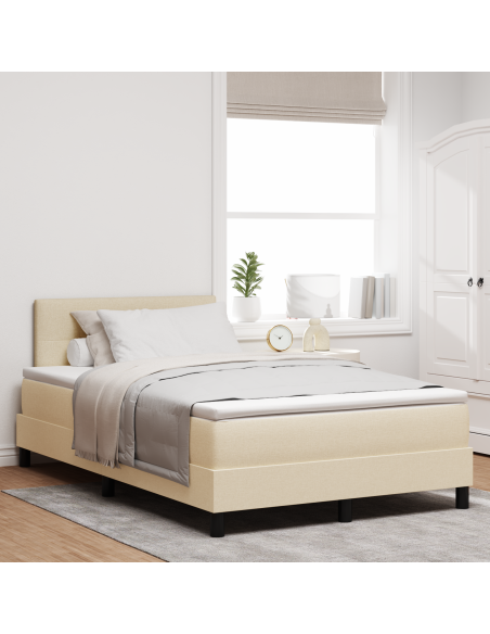 Letto Box Spring con Materasso e LED Crema 120x200 cm Tessuto